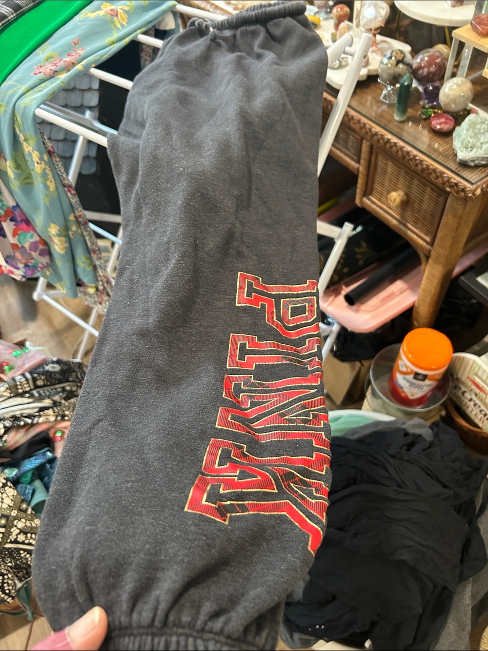PINK Victoria's Secret Black Sweatpants with Red Logo